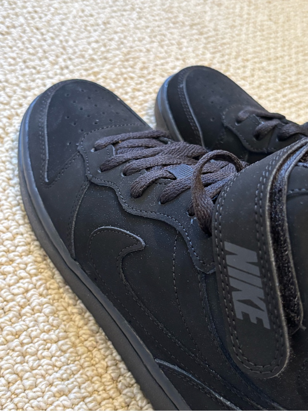 New Nike Court Borough Mid 2 Black High-Top Strap Sneakers